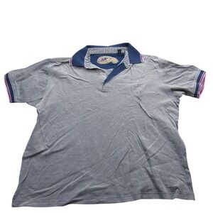 Robert Graham Mens XL Blue Gray Heathered Polo Shirt Short Sleeve